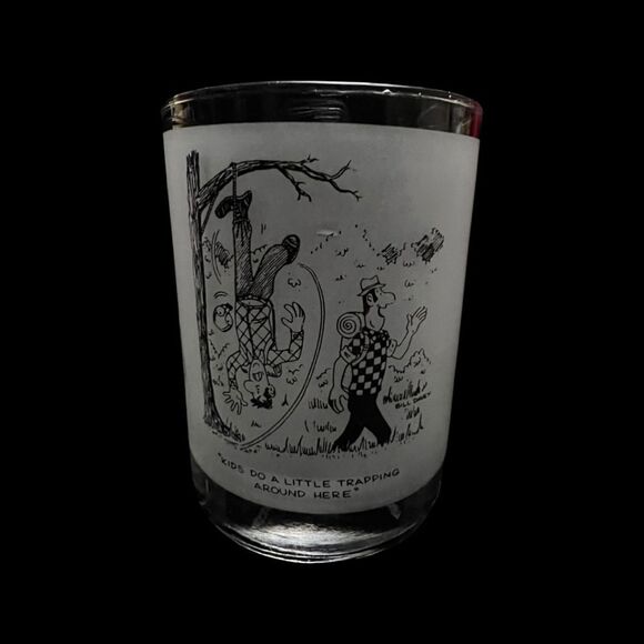 Vintage Bill Davey Hunting Comic Collection Of 4 Double Old Fashion Glasses 4” - Picture 5 of 5